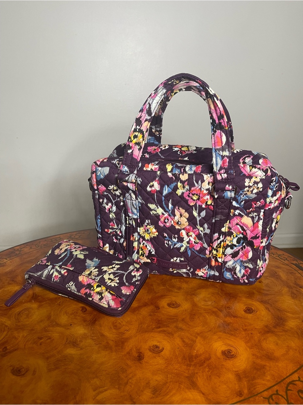 Vera Bradley Quilted Floral Cosmetic Case in Plum Multi